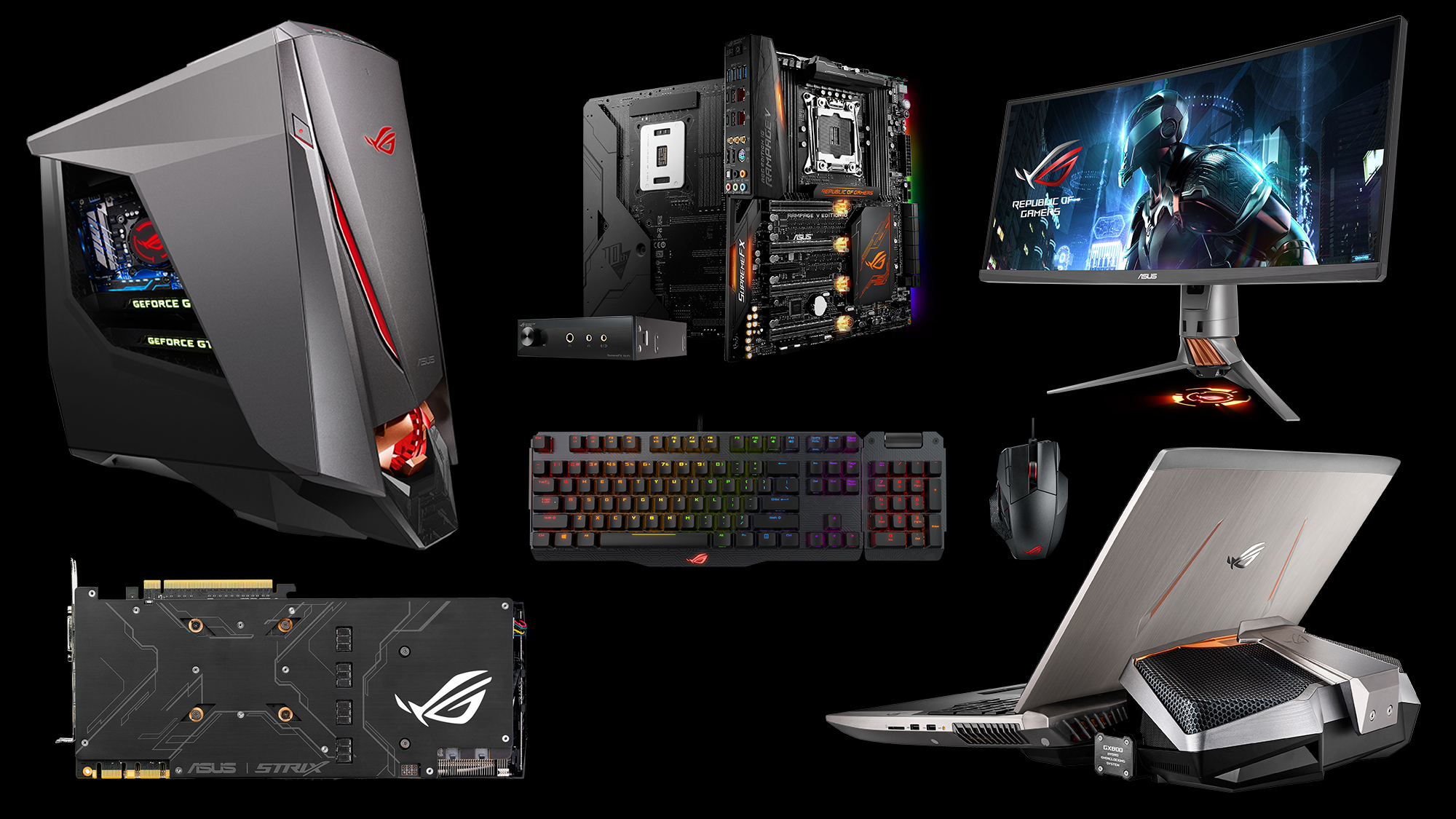 Пк 2016. Системный блок монитор ASUS ROG. ASUS gx800 плата. Republic of Gamers корпус. Компьютерная техника АСРУС.