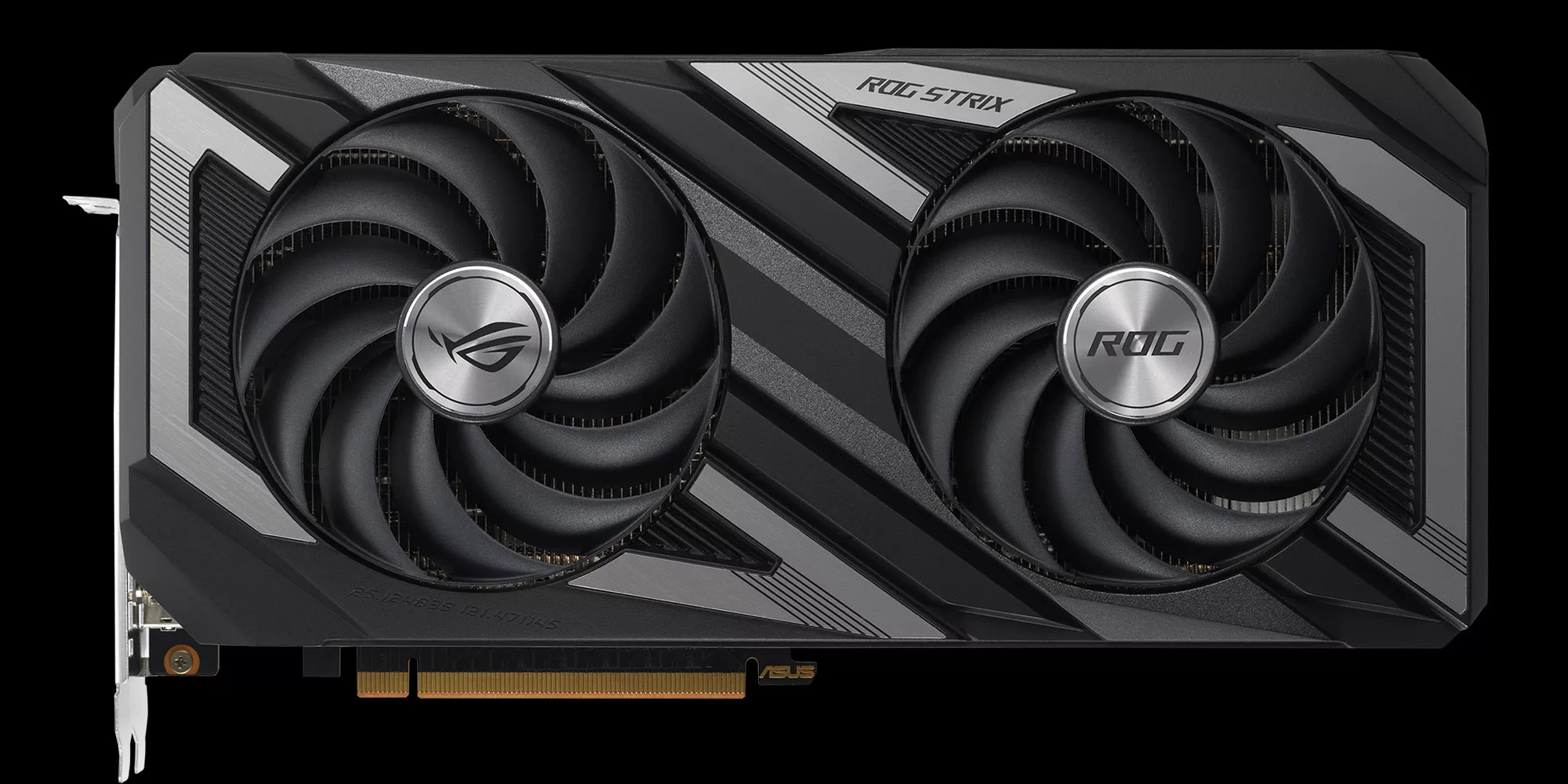 An image of the ROG Strix Radeon RX 6650 XT graphics card on a black background.