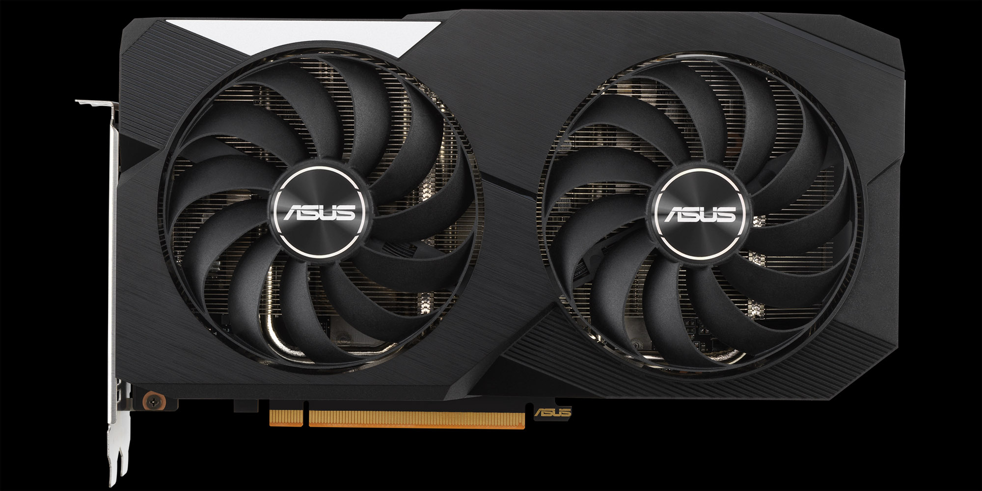 An image of the ASUS Dual Radeon RX 6650 XT graphics card on a black background.