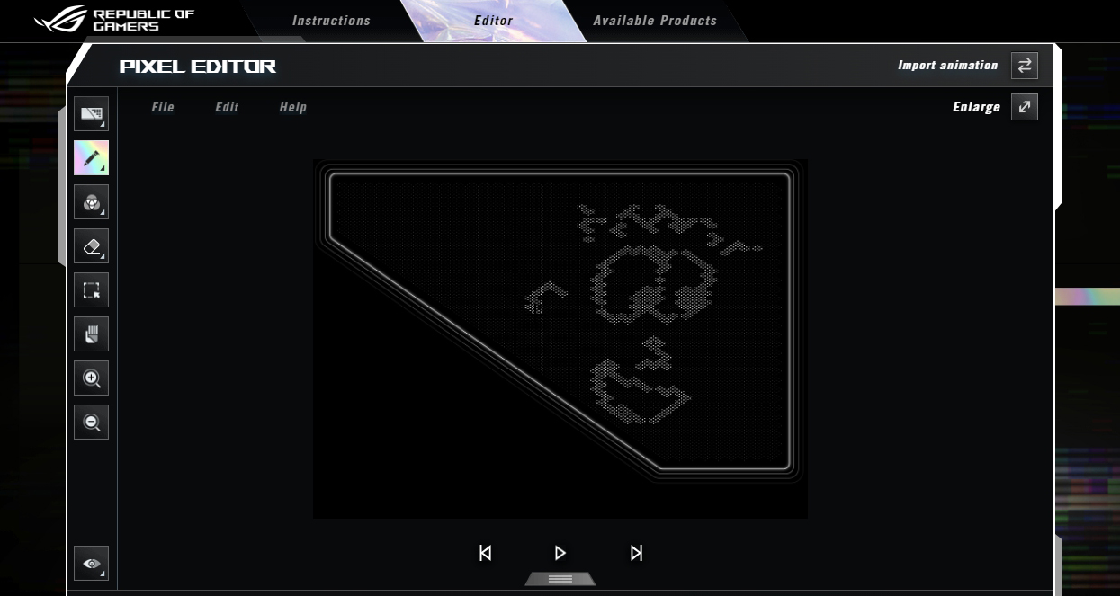 A screenshot of the Pixel Editor tool, creating a custom image.