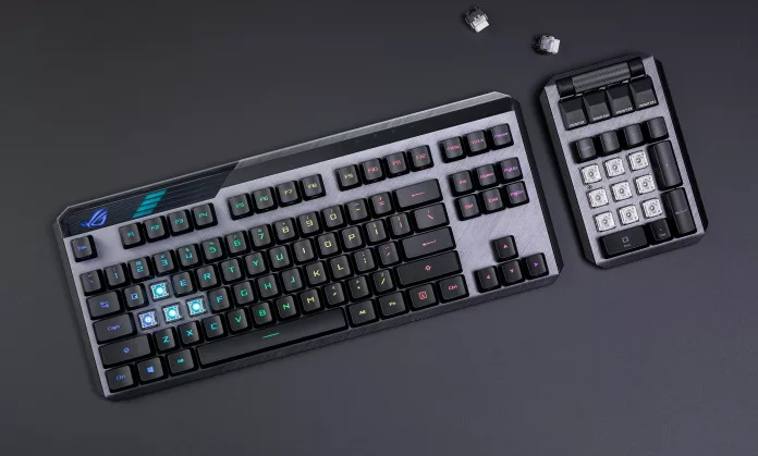 ROG Claymore II Gaming-Tastatur mit abgenommenem Ziffernblock