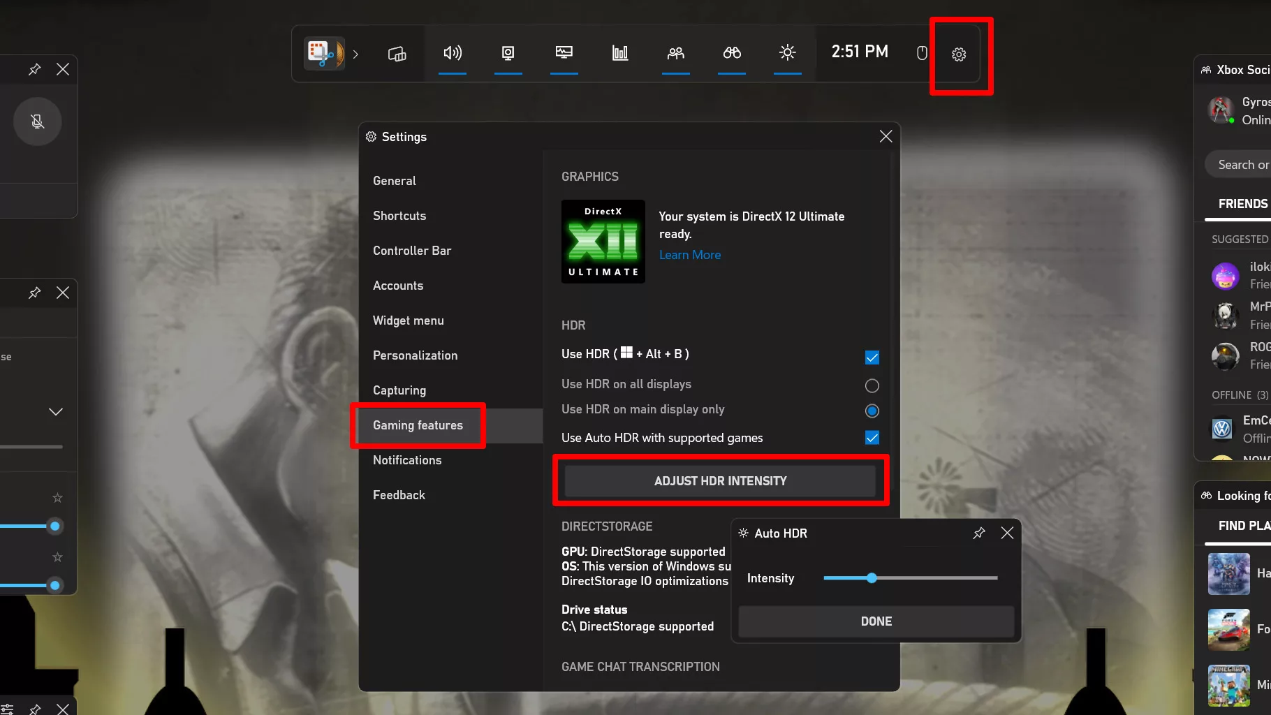 Скриншот меню Windows Auto HDR с ползунком интенсивности, увеличенным до 25%.