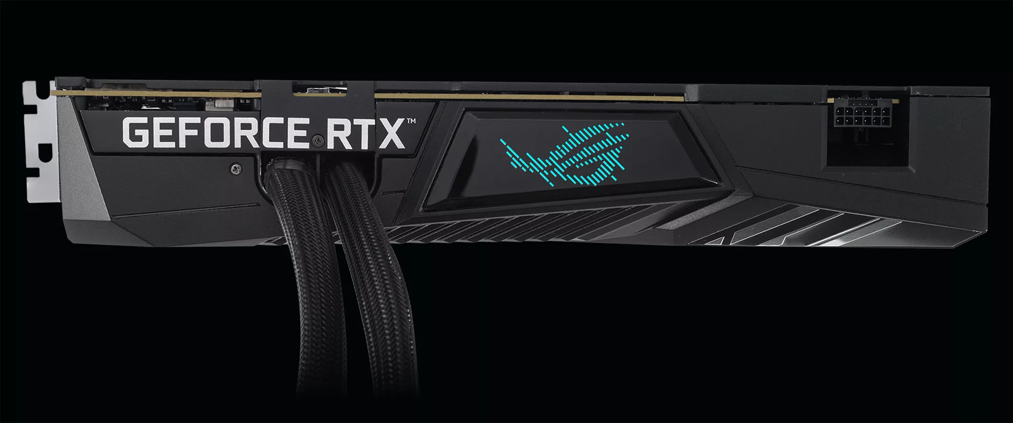 ROG-Strix-LC-GeForce-RTX-4090-angled-top-view-showing-off-the-ARGB-element