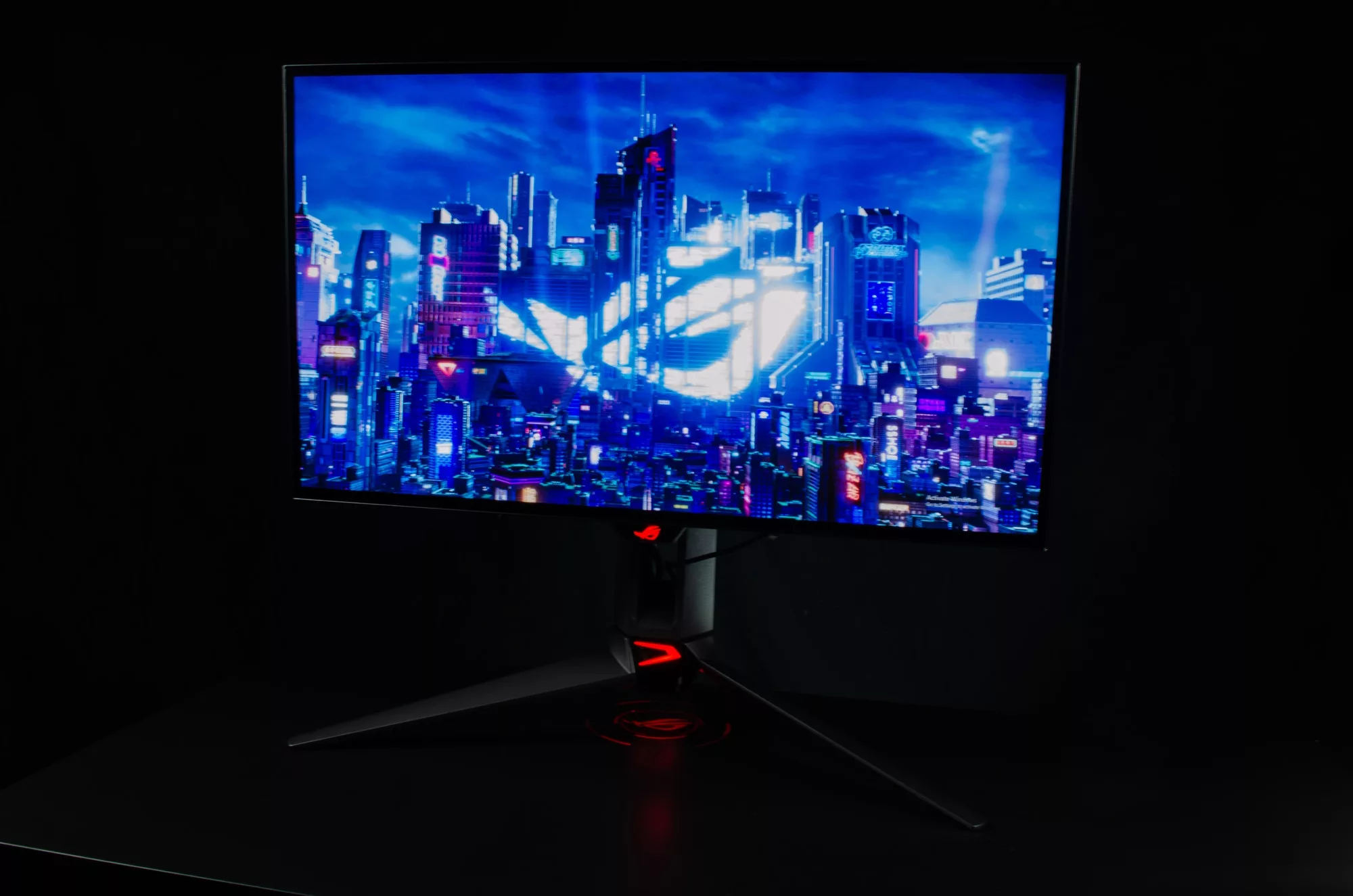 Front view of the ROG Swift OLED PG27AQDM gaming monitor