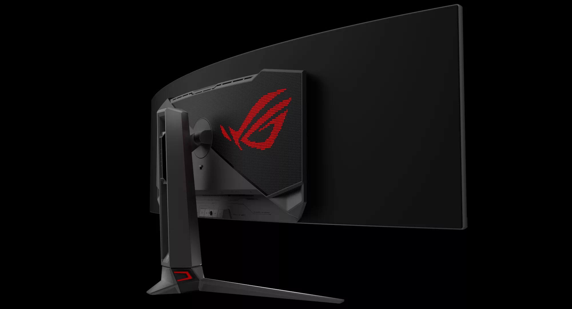 A side view of the ROG Swift OLED PG49WCD gaming monitor