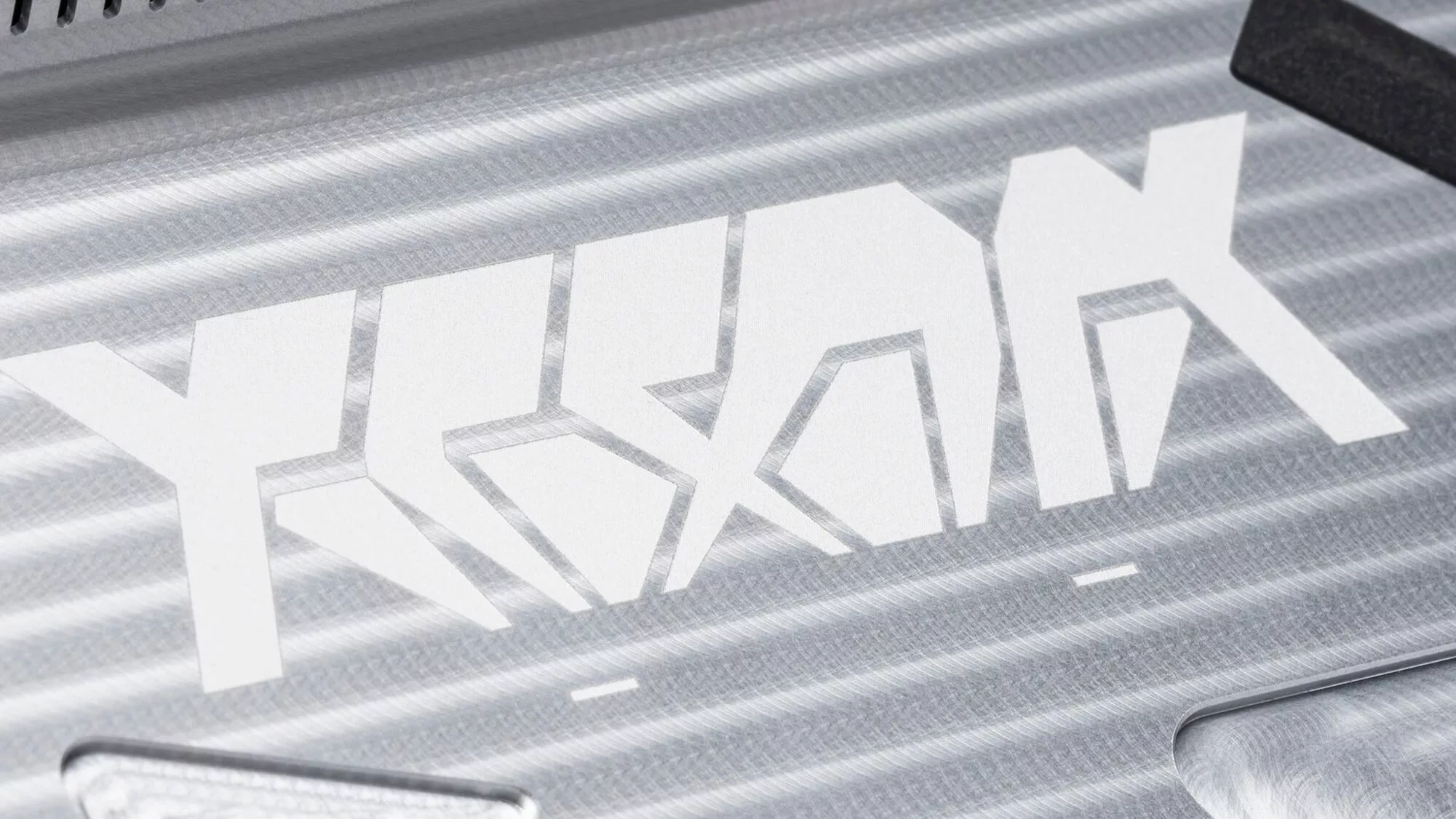 Extreme close up of stylised ACRONYM logo on rear of RMT02