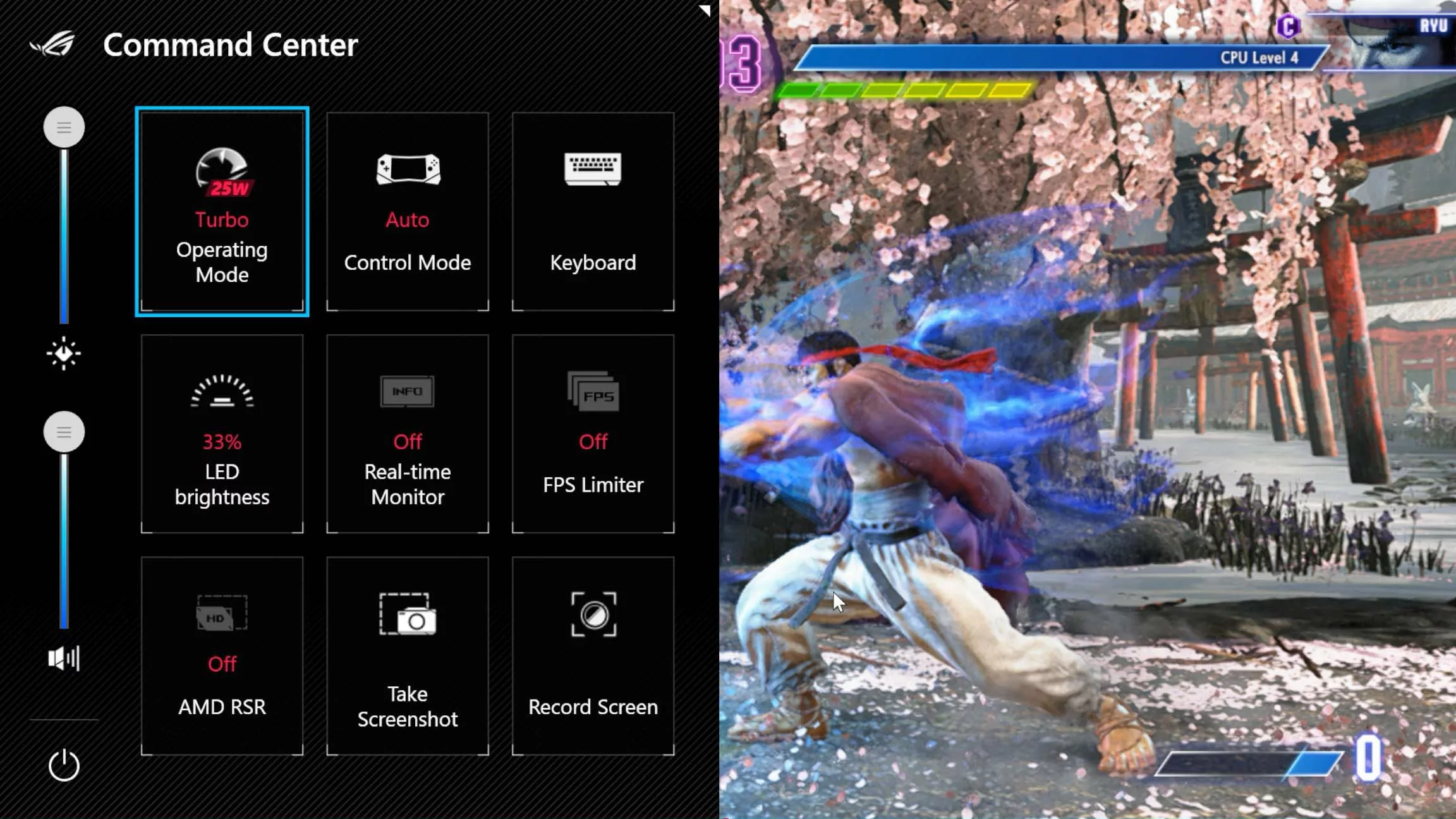 A screenshot of Street Fighter 6 with the Command Center open.