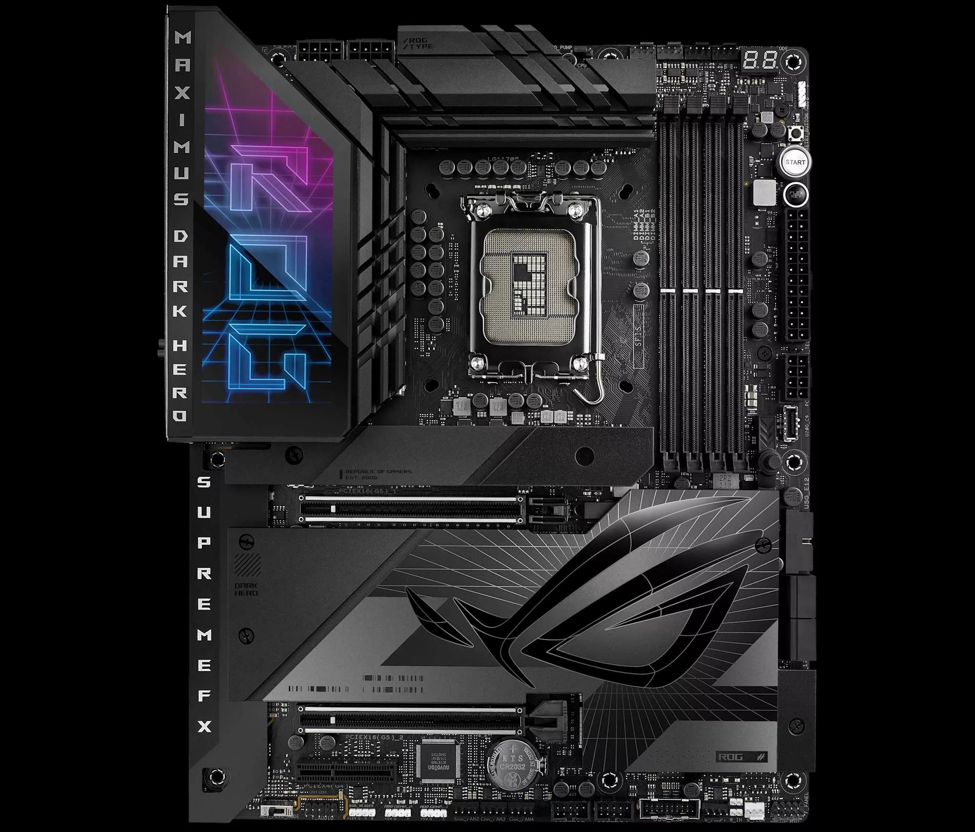 The ROG Maximus Z790 Dark Hero gaming motherboard