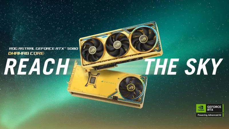 Rizz up your rig with the golden ROG Astral GeForce RTX 5080 Dhahab CORE OC Edition